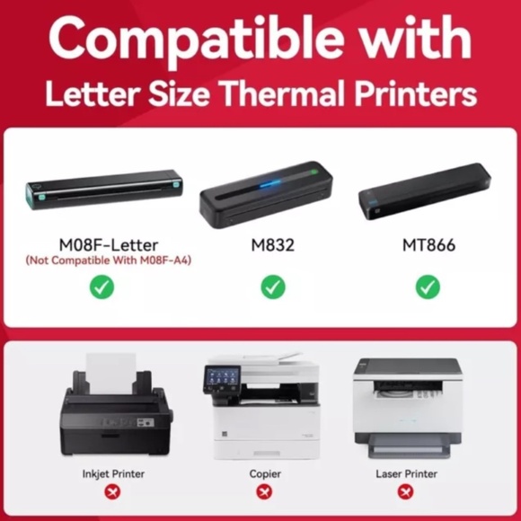 100 Sheets Thermal Paper, Thermal Printer Paper 8.5 x 11 Size, Compatible wit... - Picture 3 of 5